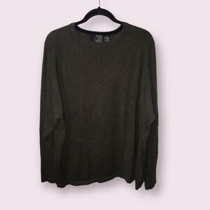 VINTAGE J. Ferrar Mens Cotton Olive Green Thin Knit Long Sleeve Sweater Size XL